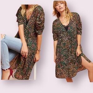 Anthropologie Akemi + Kin Valencia Semi-Sheer Floral Dress Size Small